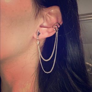 Pierced earring chain top hoops (1)